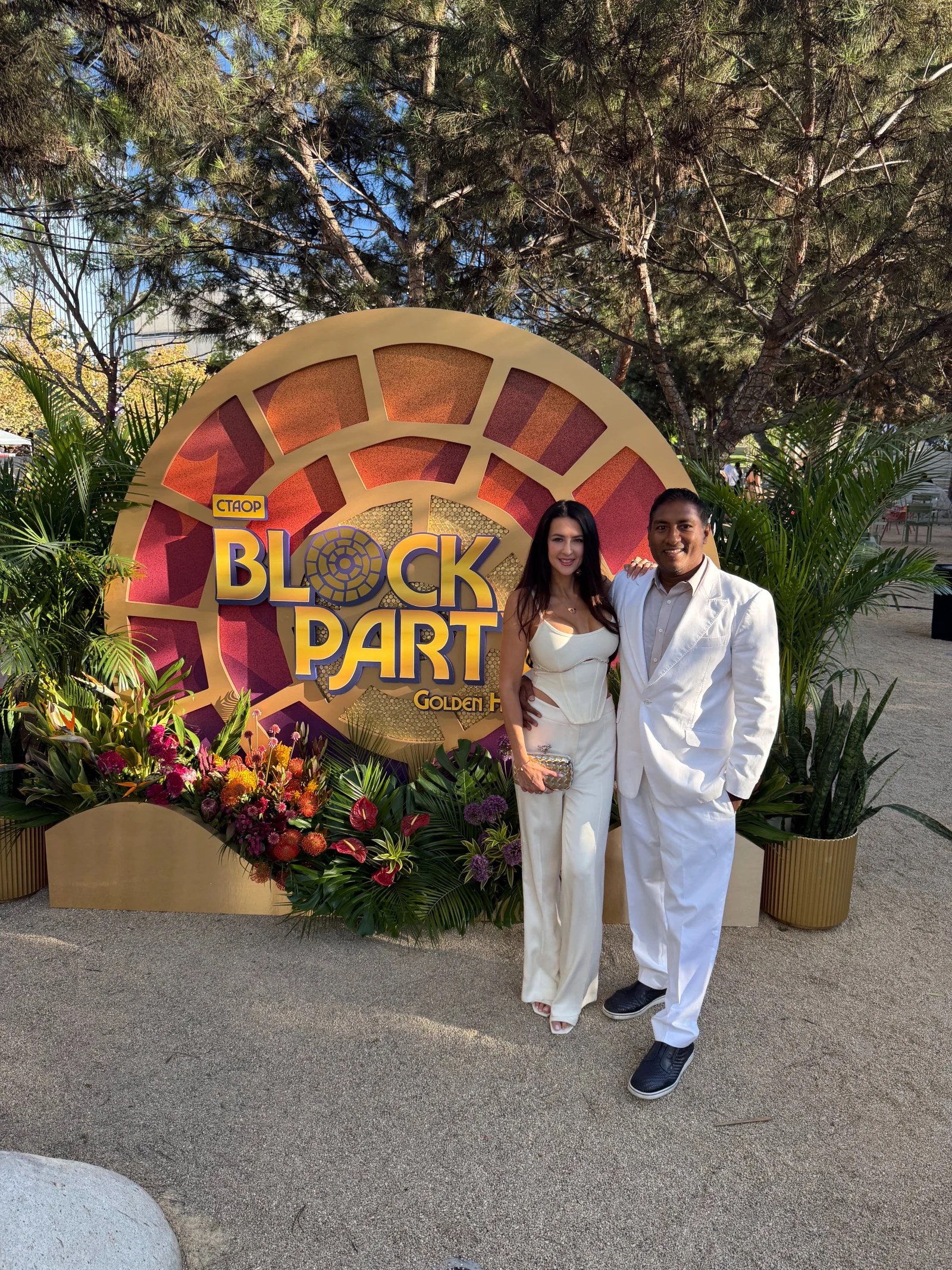Charlene and Vinny Lingham together at an outdoor event